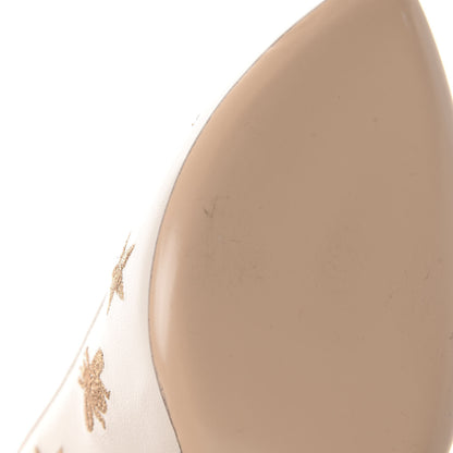 Gucci Malaga Kid Web Bee Star Embroidered Sylvie High Heel Slingback Pumps 36.5 White 13 of 14