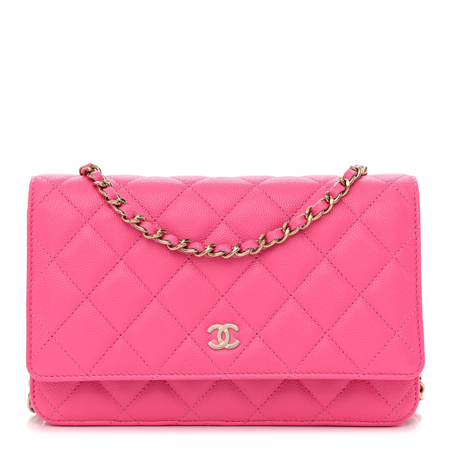 Caviar Quilted Wallet On Chain WOC Rose