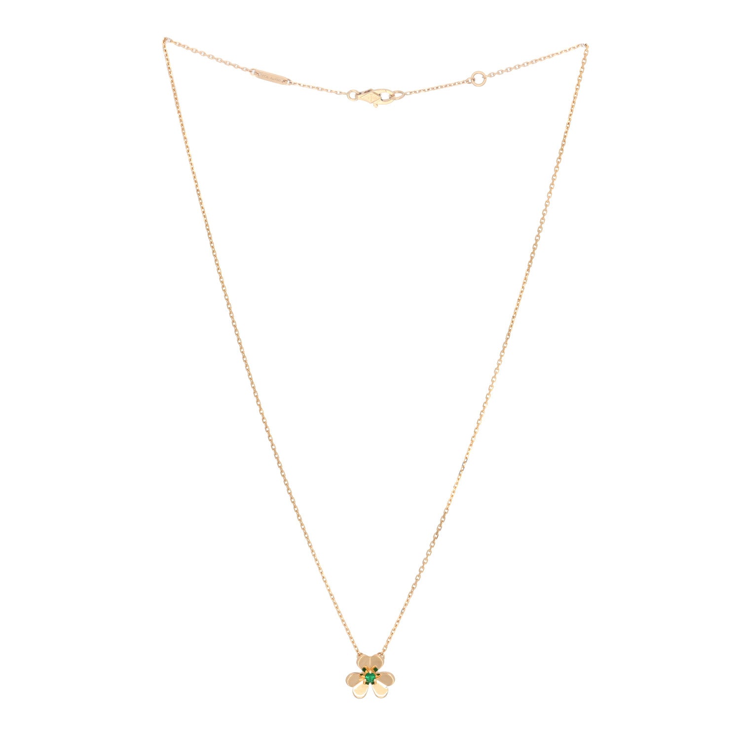 Van Cleef & Arpels 18K Yellow Gold Emerald Mini Frivole Pendant Necklace 2 of 6