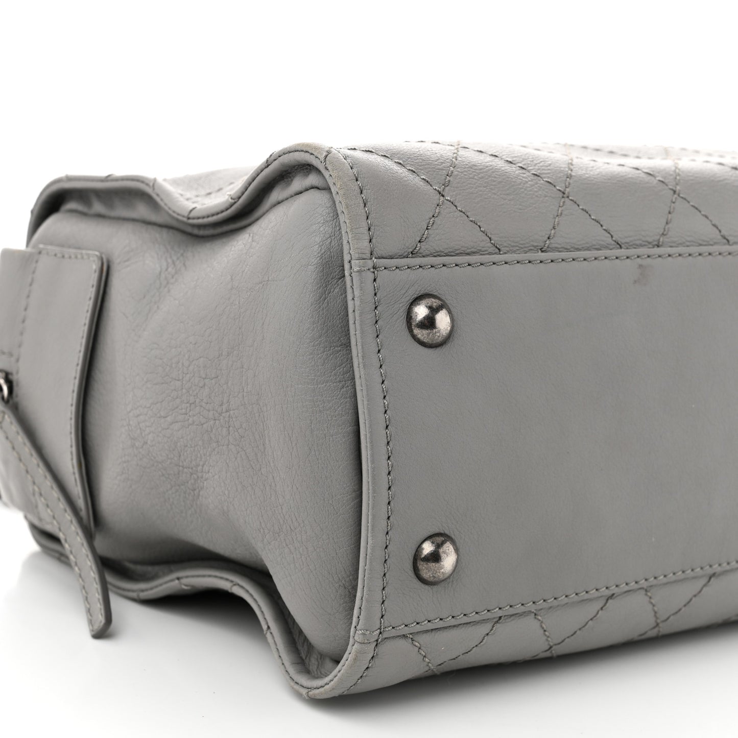 Calfskin Stitched Bowling Bag Grey