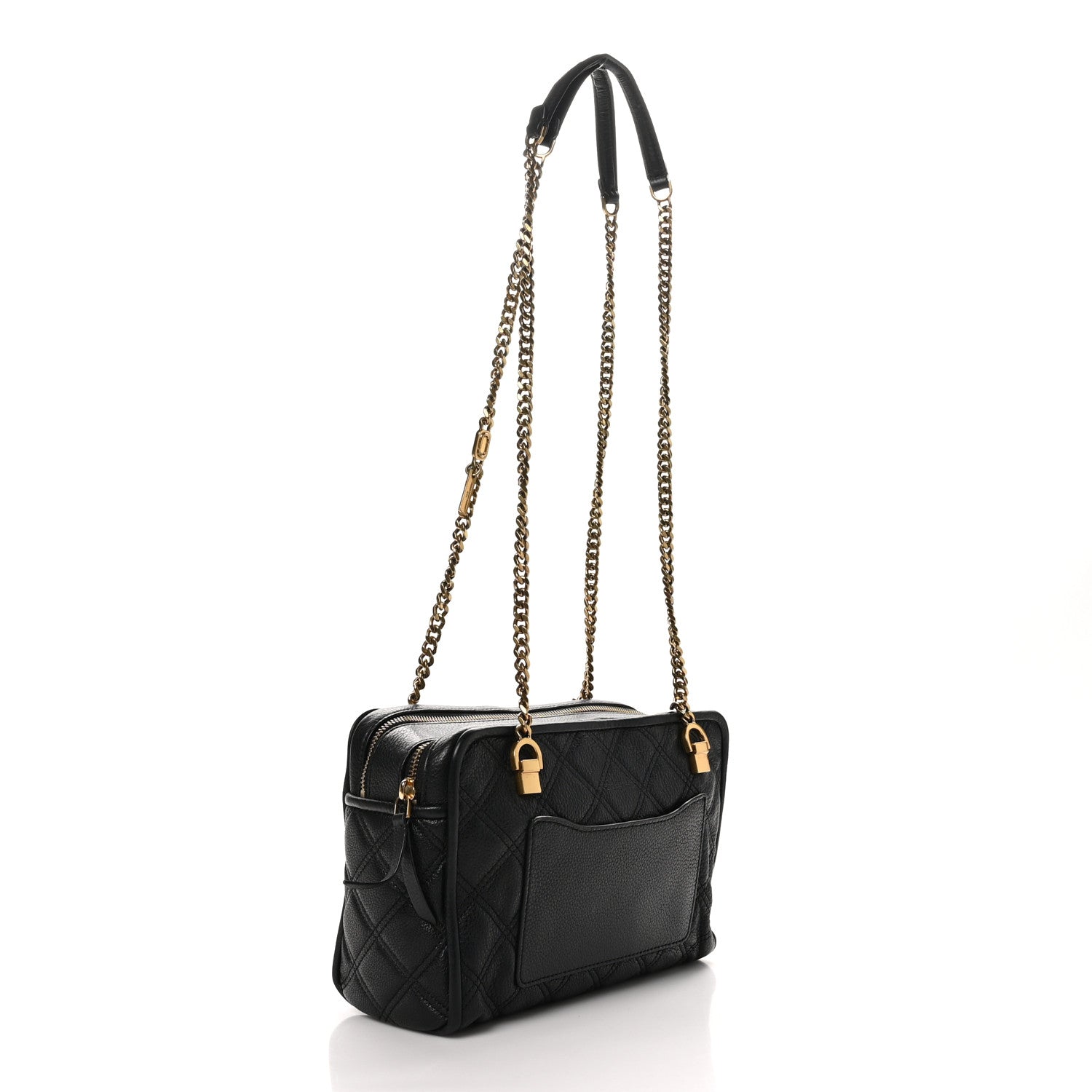 Marc Jacobs Grained Calfskin Quilted Double Stitched The Status Shoulder Bag Black 3 of 9