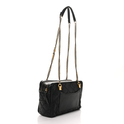 Marc Jacobs Grained Calfskin Quilted Double Stitched The Status Shoulder Bag Black 3 of 9