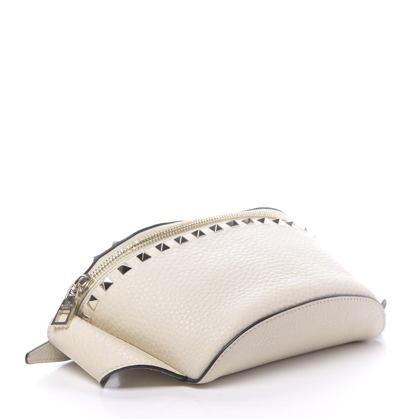 Grained Calfskin Rockstud Belt Bag Light Ivory