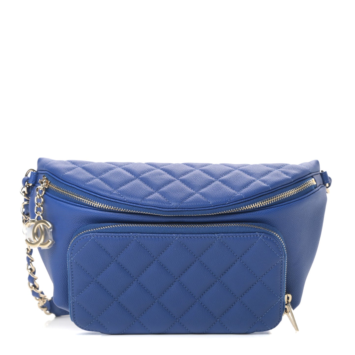 Caviar Quilted Business Affinity Waist Belt Bag Dark Blue