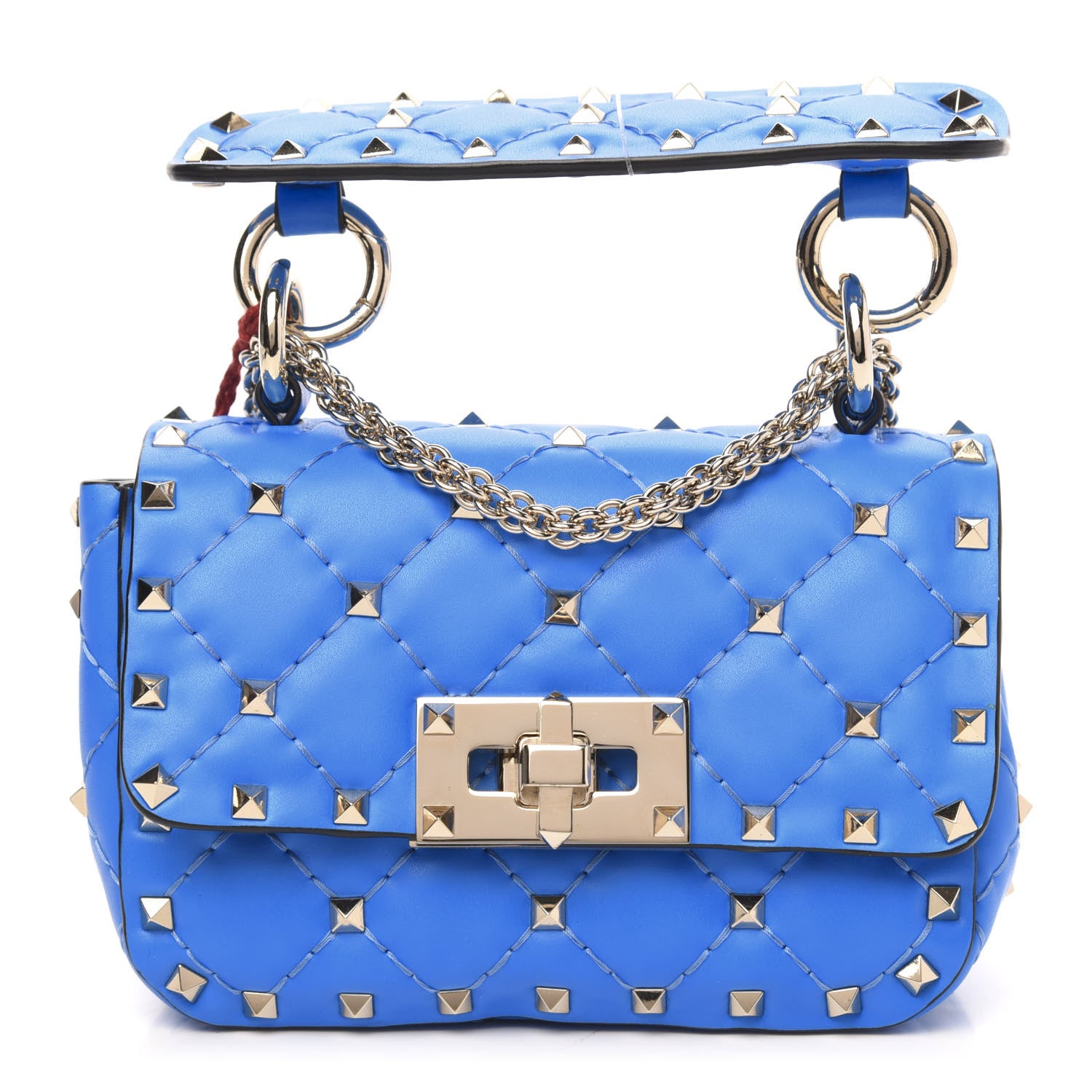Valentino Garavani Calfskin Micro Rockstud Spike Shoulder Bag Blue Fluo 1 of 9