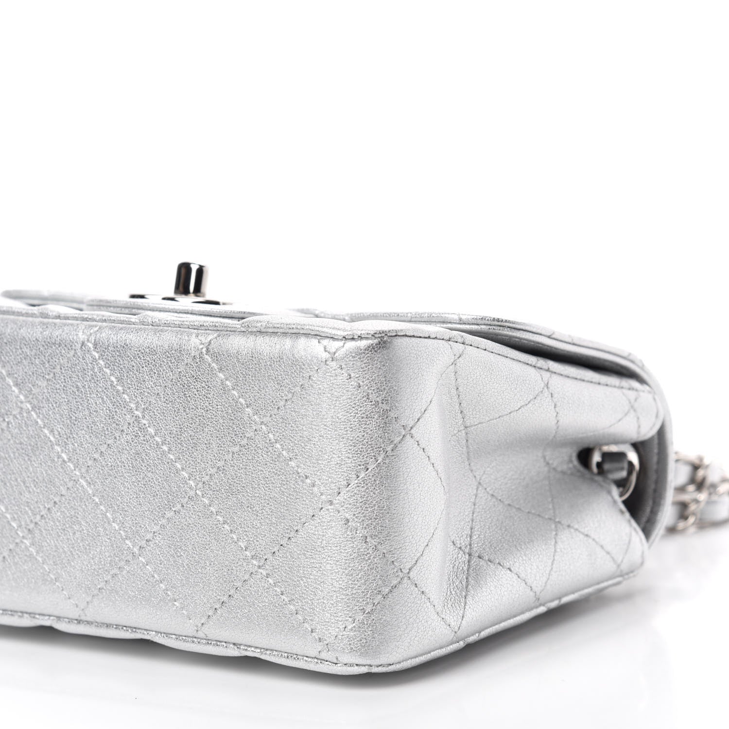 Chanel Metallic Lambskin Quilted Mini Square Flap Silver 7 of 11