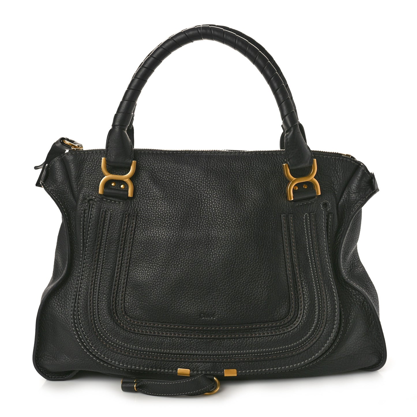 Calfskin Large Marcie Satchel Black
