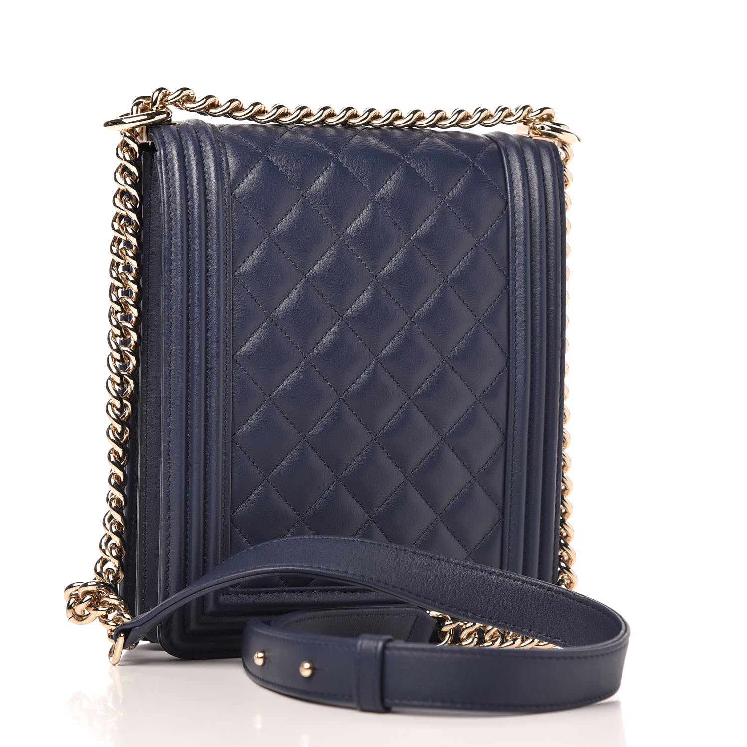 Chanel Calfskin Quilted North South Boy Flap Navy 3 of 9
