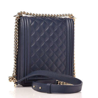 Chanel Calfskin Quilted North South Boy Flap Navy 3 of 9