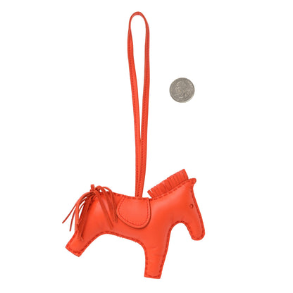 Hermes Milo Lambskin Grigri Rodeo Horse Bag Charm MM Feu 2 of 4