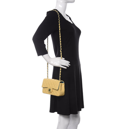 Chanel Lambskin Quilted Mini Rectangular Flap Yellow Blue 2 of 10