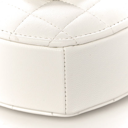 Chanel Lambskin Quilted CC In Love Heart Clutch With Chain White 9 of 10