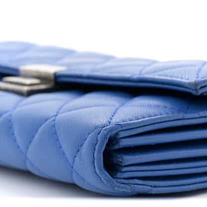 Chanel Lambskin Quilted Clutch with Chain Blue 10 of 13