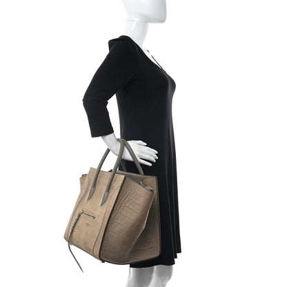 Celine Crocodile Embossed Nubuck Phantom Luggage Beige 2 of 12