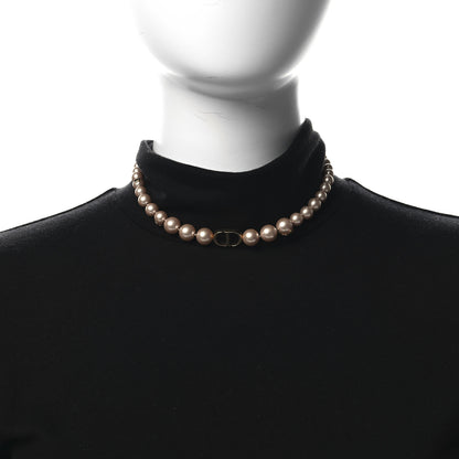Christian Dior Pearl 30 Montaigne Bee Choker Necklace Gold Pink 2 of 6