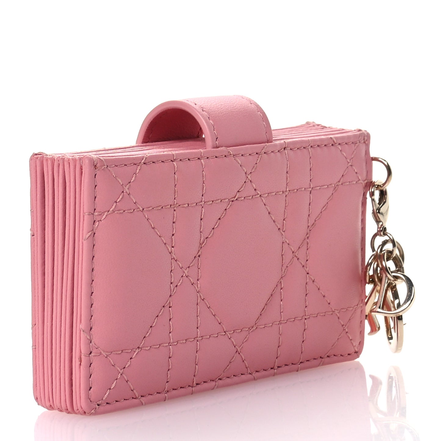 Lambskin Cannage Lady Dior 5-Gusset Card Holder Light Pink