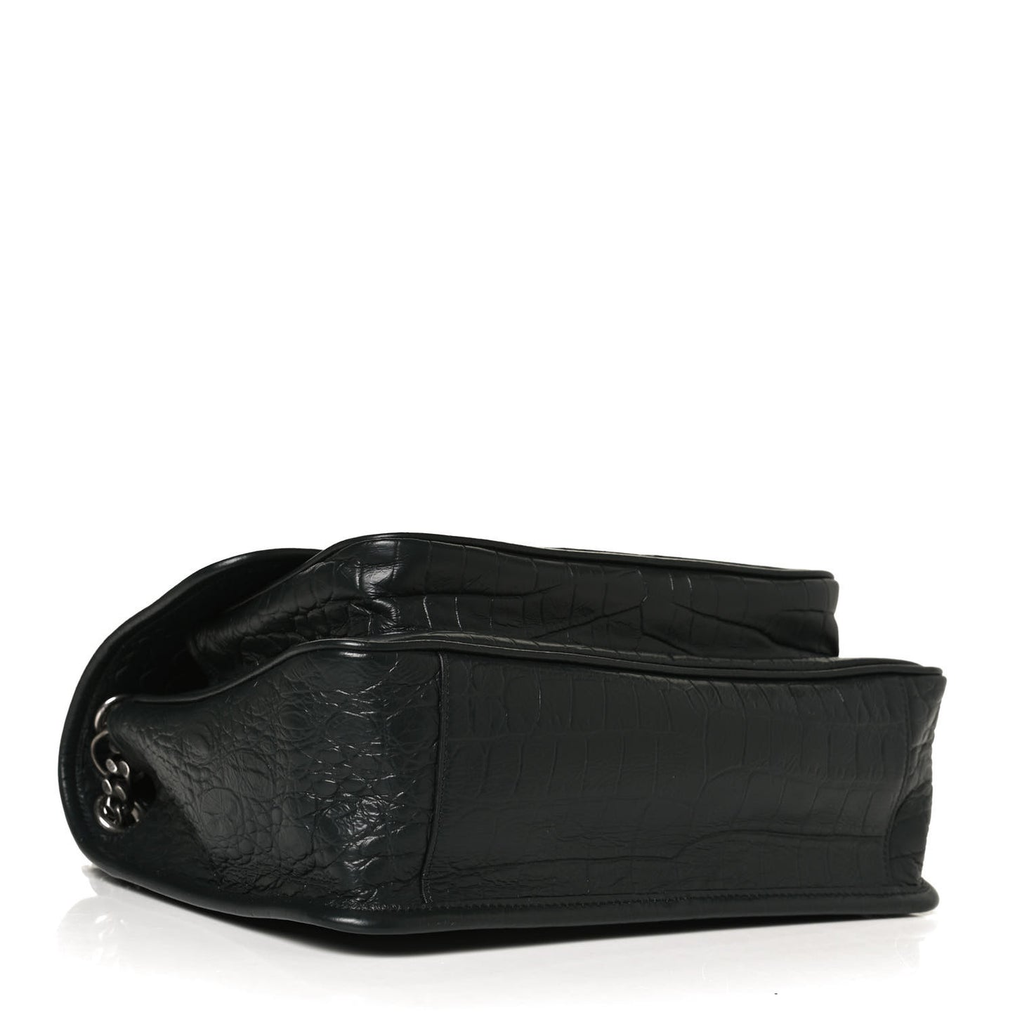 Lambskin Crocodile Embossed Monogram Medium Niki Chain Satchel Algea