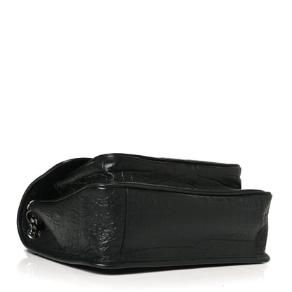 Saint Laurent Lambskin Crocodile Embossed Monogram Medium Niki Chain Satchel Algea 4 of 11