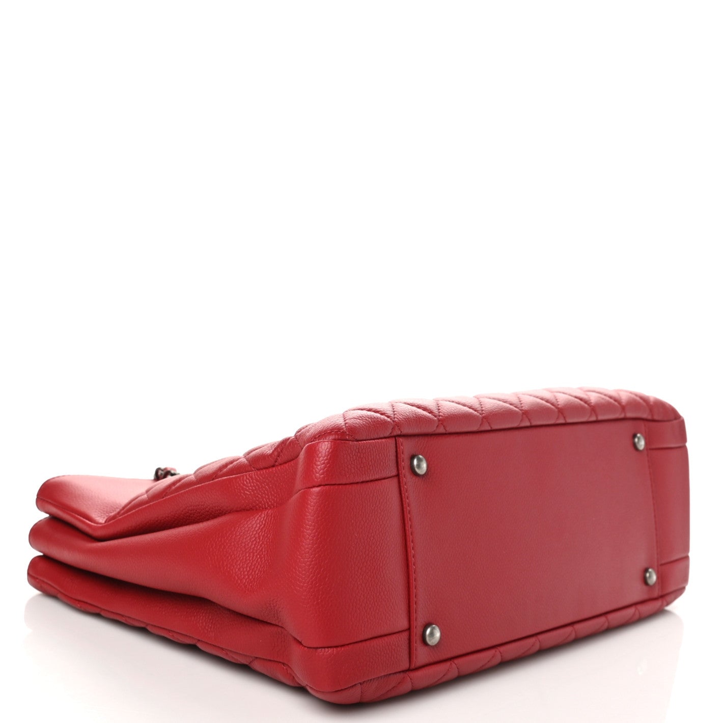 Caviar Quilted Large Zipped Shopping Tote Red