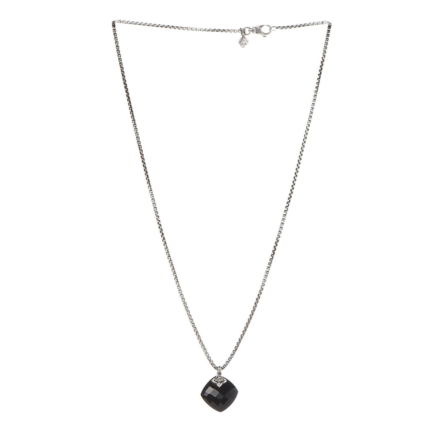 Sterling Silver Diamond Black Onyx Pendant Necklace