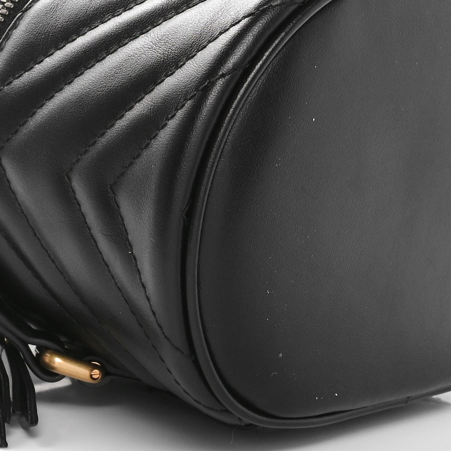 Gucci Calfskin Matelasse Mini GG Marmont Round Backpack Black 9 of 10