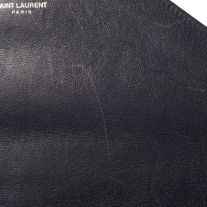 Saint Laurent Sheepskin Matelasse Chevron Monogram Large College Satchel Navy Blue 10 of 17
