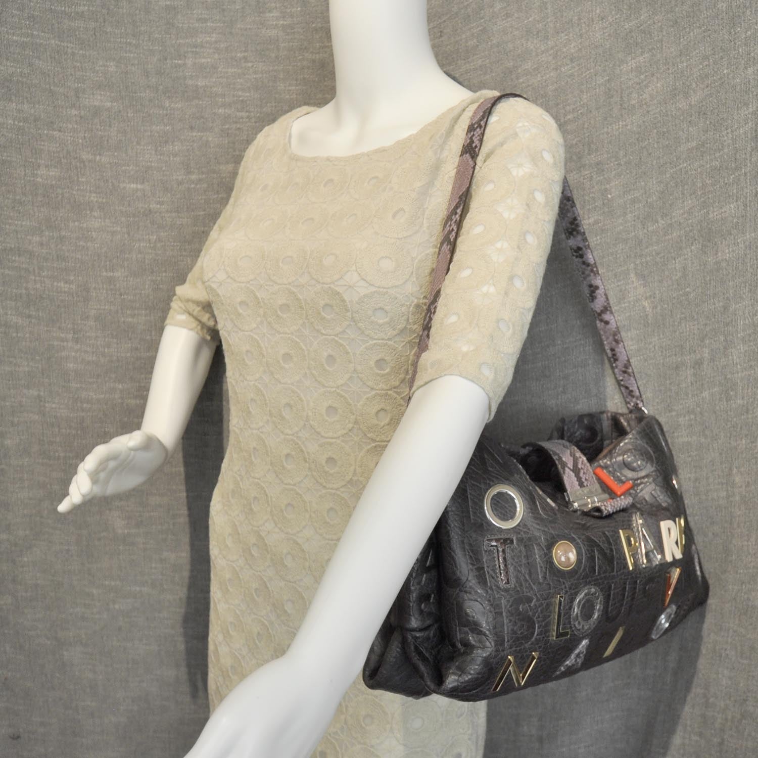 Louis Vuitton Python Lambskin Monogram Collage Lutece Grey 3 of 4
