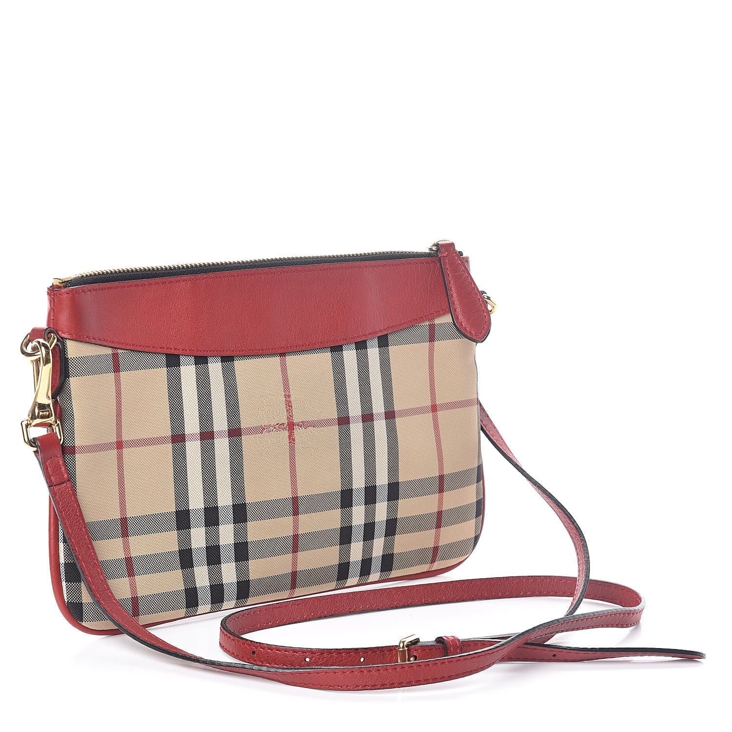 Burberry Horseferry Check Peyton Crossbody Clutch Bag Red 3 of 9
