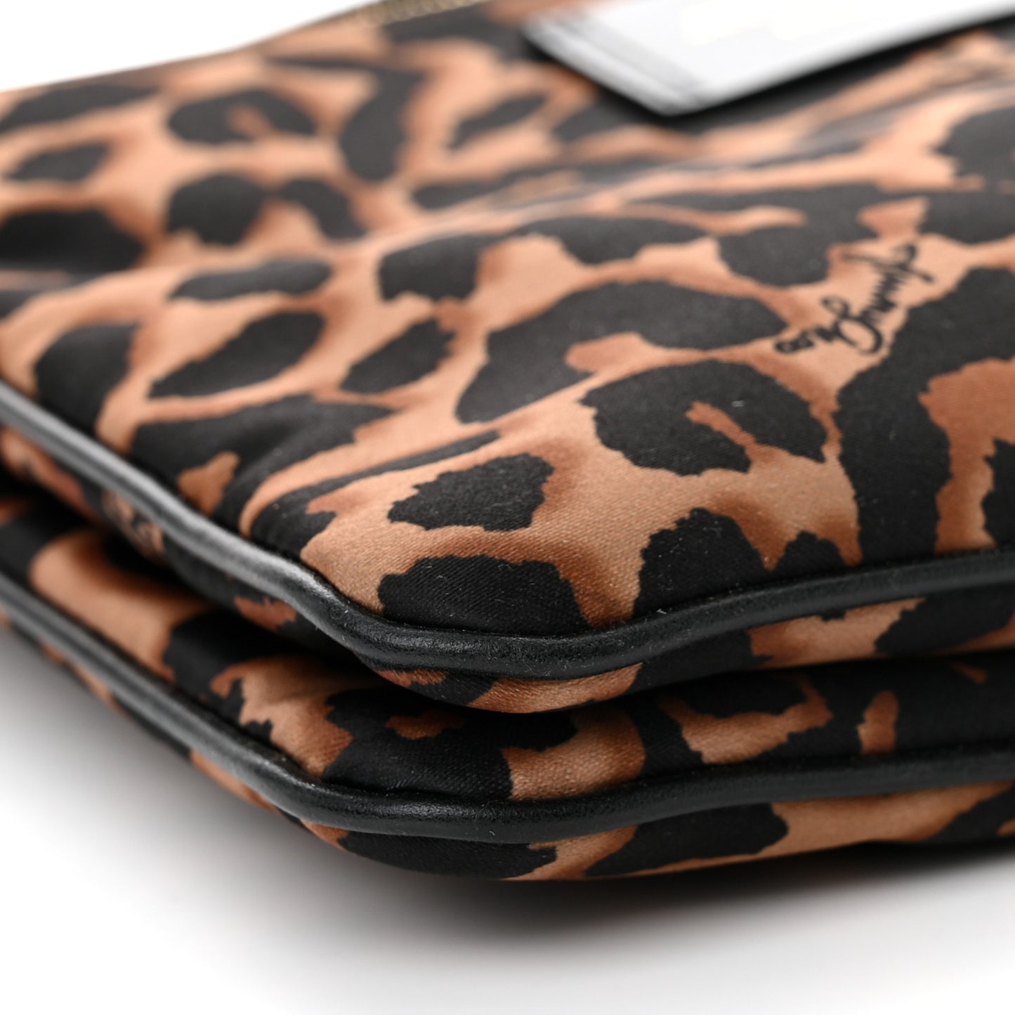 Nylon Leopard Print Candice Crossbody Black