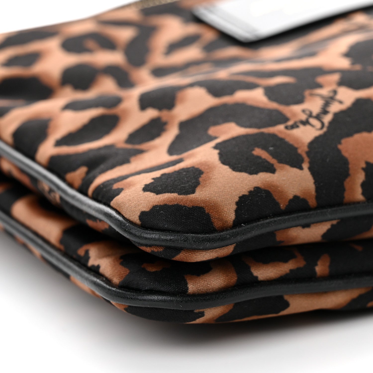 Jimmy Choo Nylon Leopard Print Candice Crossbody Black 9 of 11