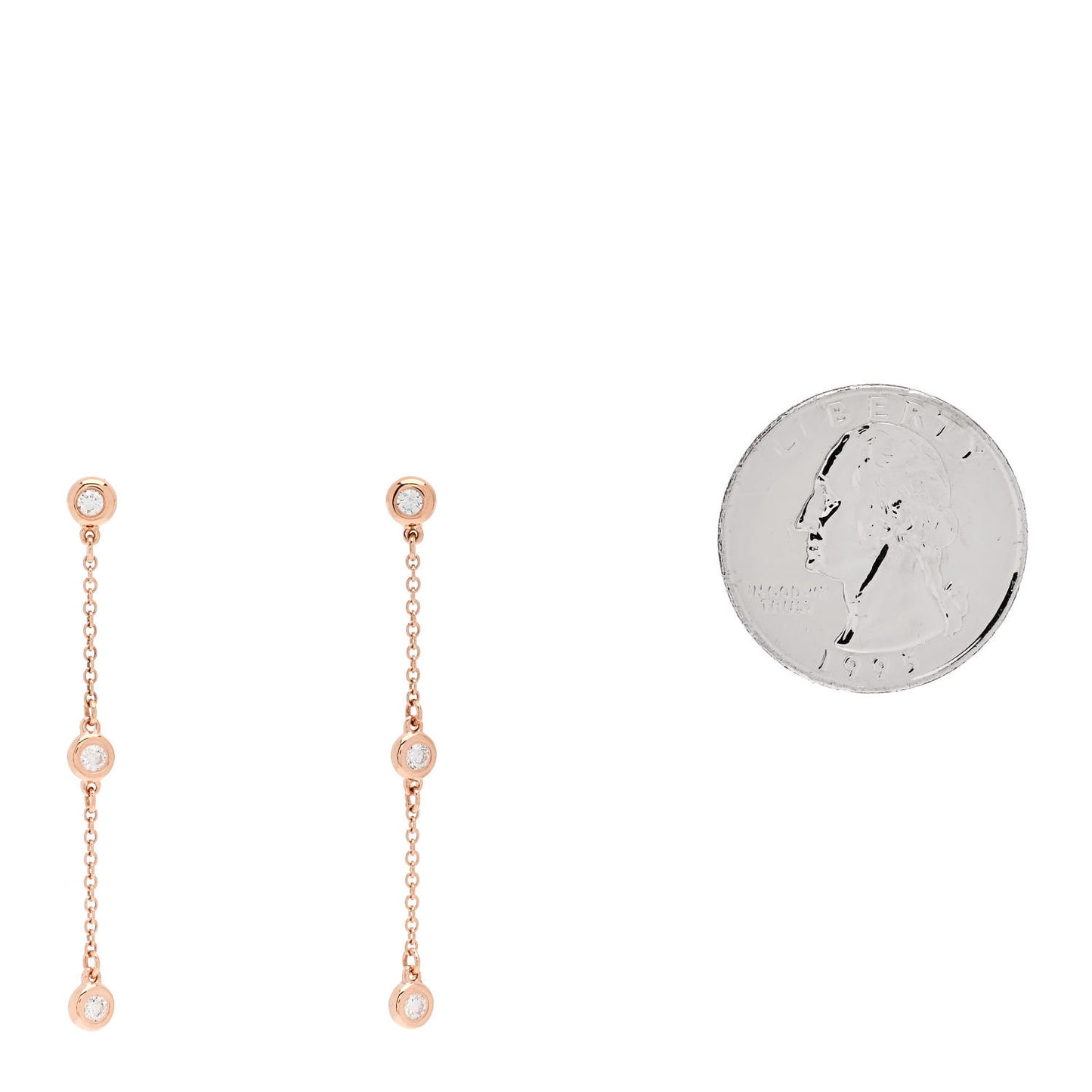 18K Rose Gold Diamond .24ctw Elsa Peretti Diamonds by the Yard Drop Earrings