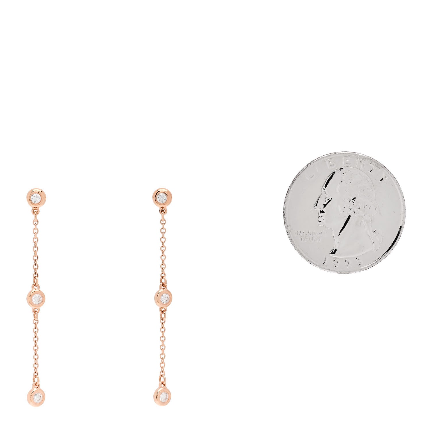 Tiffany 18K Rose Gold Diamond .24ctw Elsa Peretti Diamonds by the Yard Drop Earrings 2 of 6