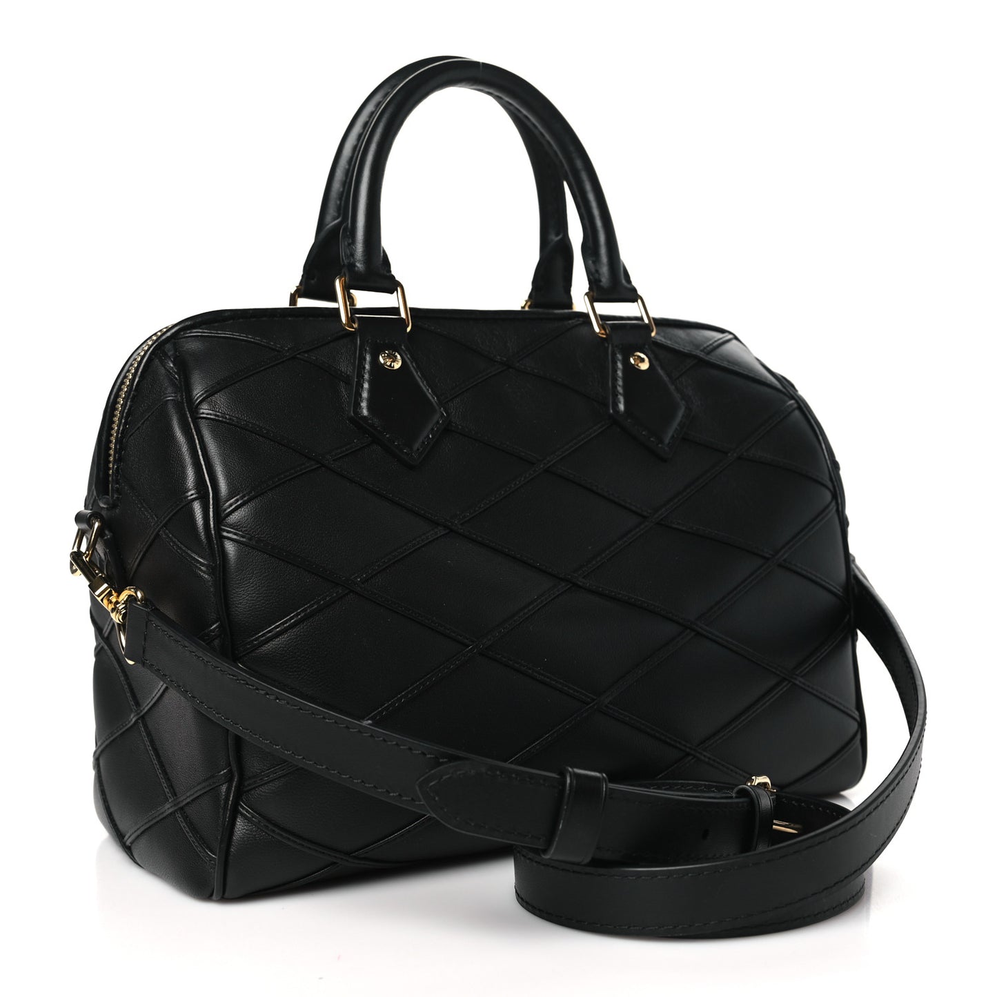 Lambskin Malletage Speedy Bandouliere 25 Black