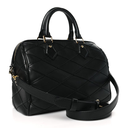 Louis Vuitton Lambskin Malletage Speedy Bandouliere 25 Black 3 of 9