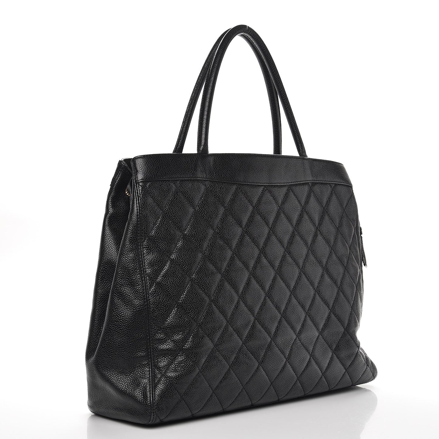 Caviar Quilted Shopping Tote Black