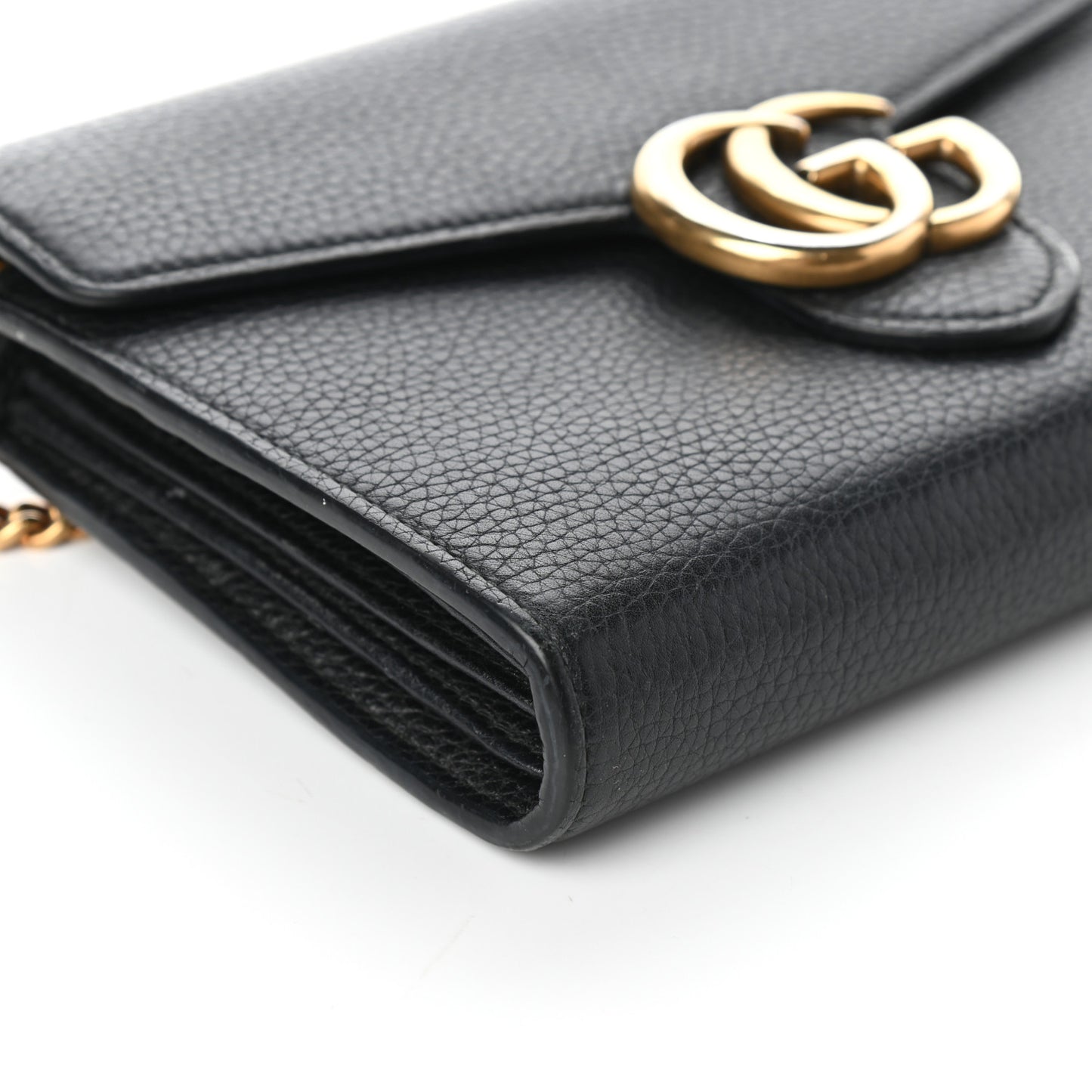 Calfskin GG Marmont Chain Wallet Black