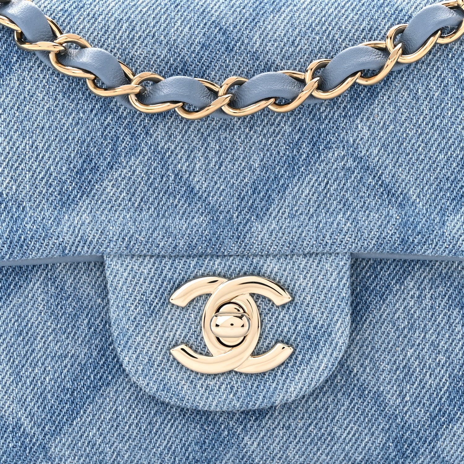 Chanel Printed Denim Quilted Mini Rectangular Flap Light Blue 8 of 11