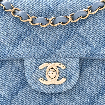 Chanel Printed Denim Quilted Mini Rectangular Flap Light Blue 8 of 11