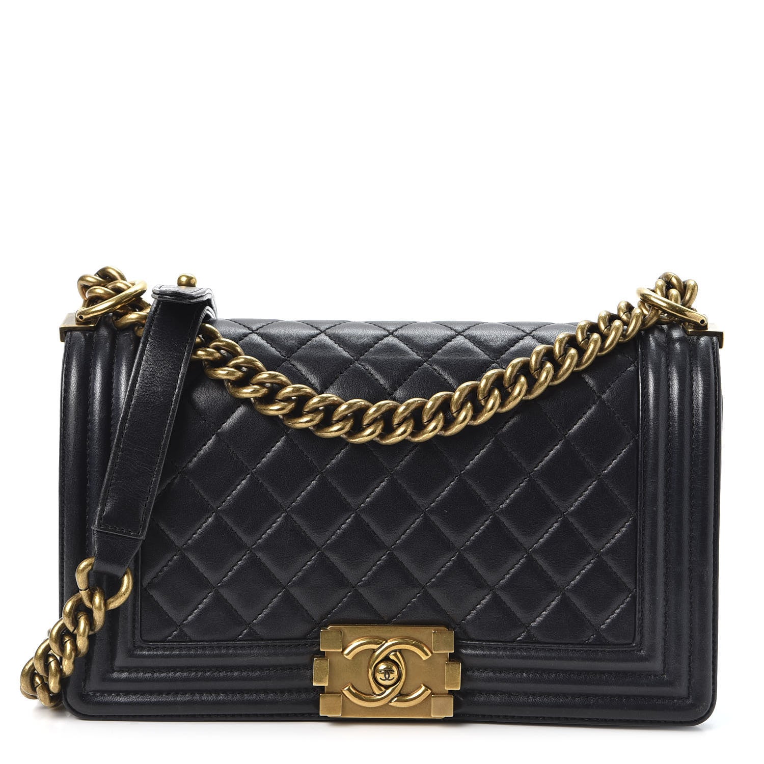 Chanel Lambskin Quilted Medium Boy Flap Pearly Black 1 of 10