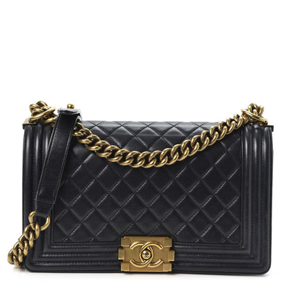 Chanel Lambskin Quilted Medium Boy Flap Pearly Black 1 of 10
