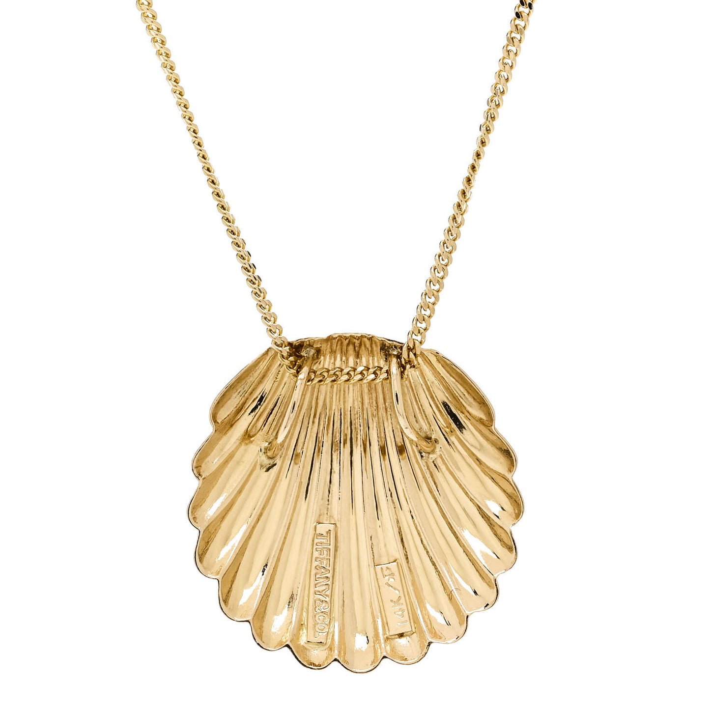 14K Yellow Gold Seashell Pendant Necklace