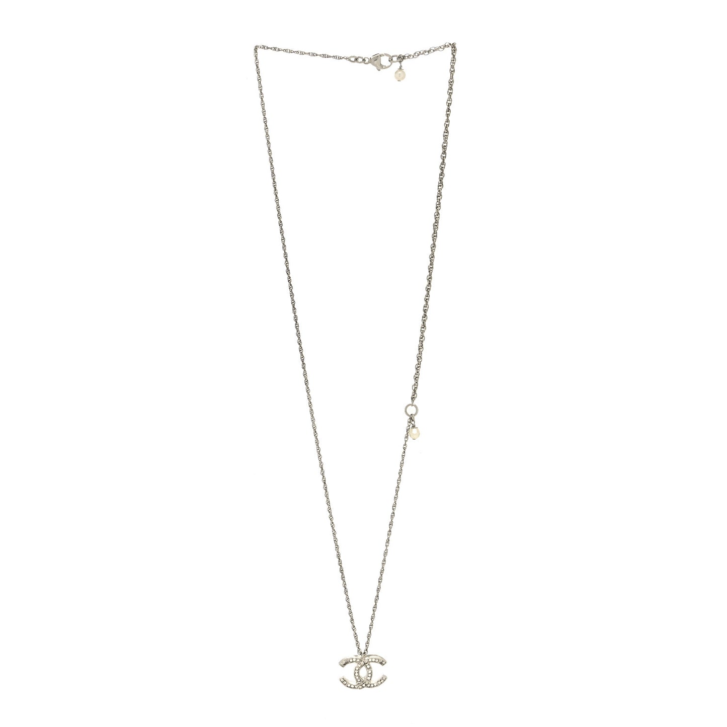 Crystal CC Pendant Necklace Silver