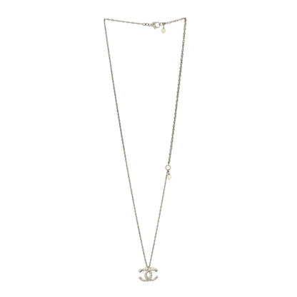 Chanel Crystal CC Pendant Necklace Silver 3 of 6