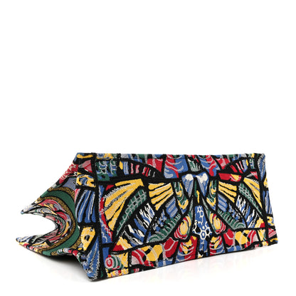 Christian Dior Canvas Embroidered Butterfly Book Tote Black Multicolor 4 of 12