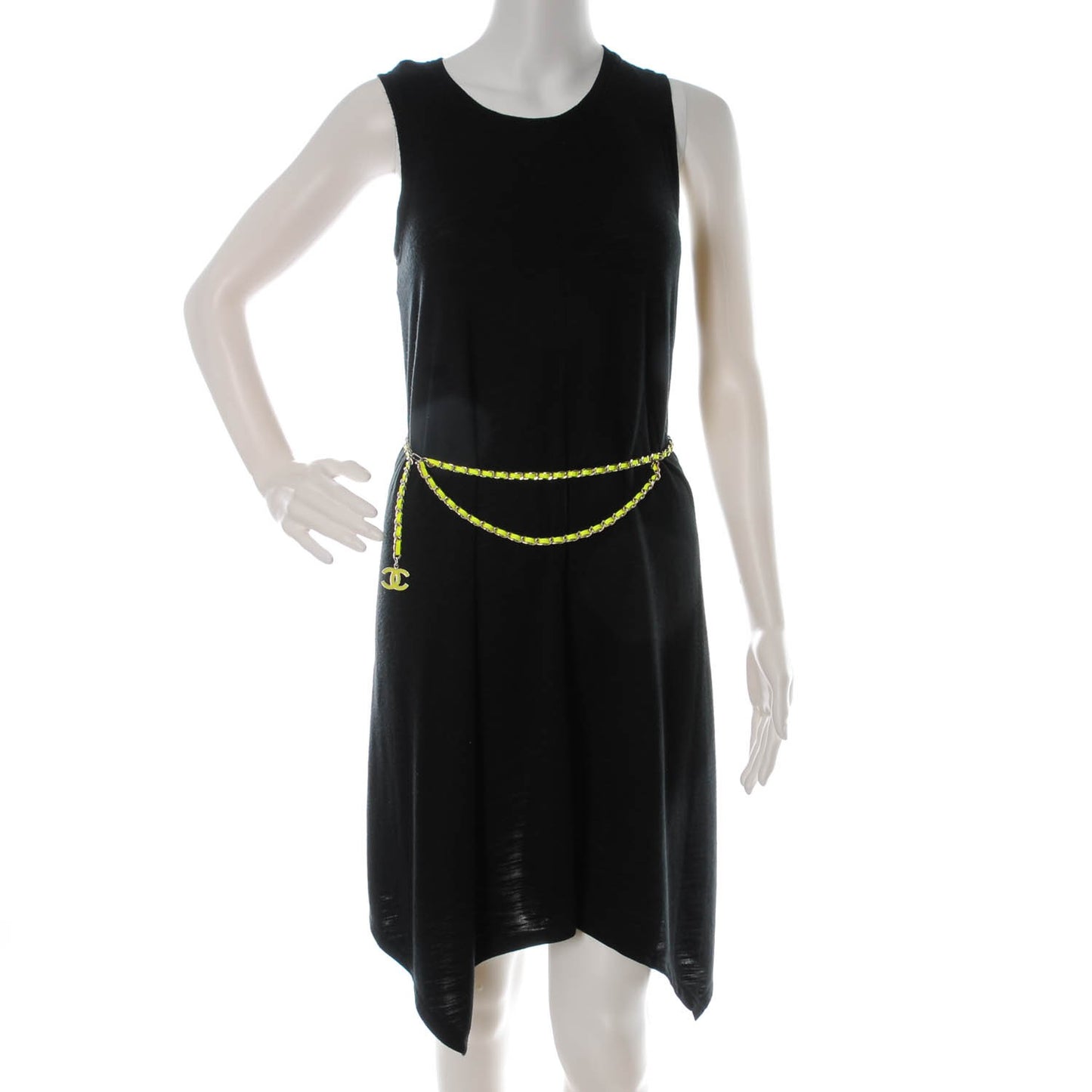 Patent Chain CC Double Strand Belt Silver Neon Green