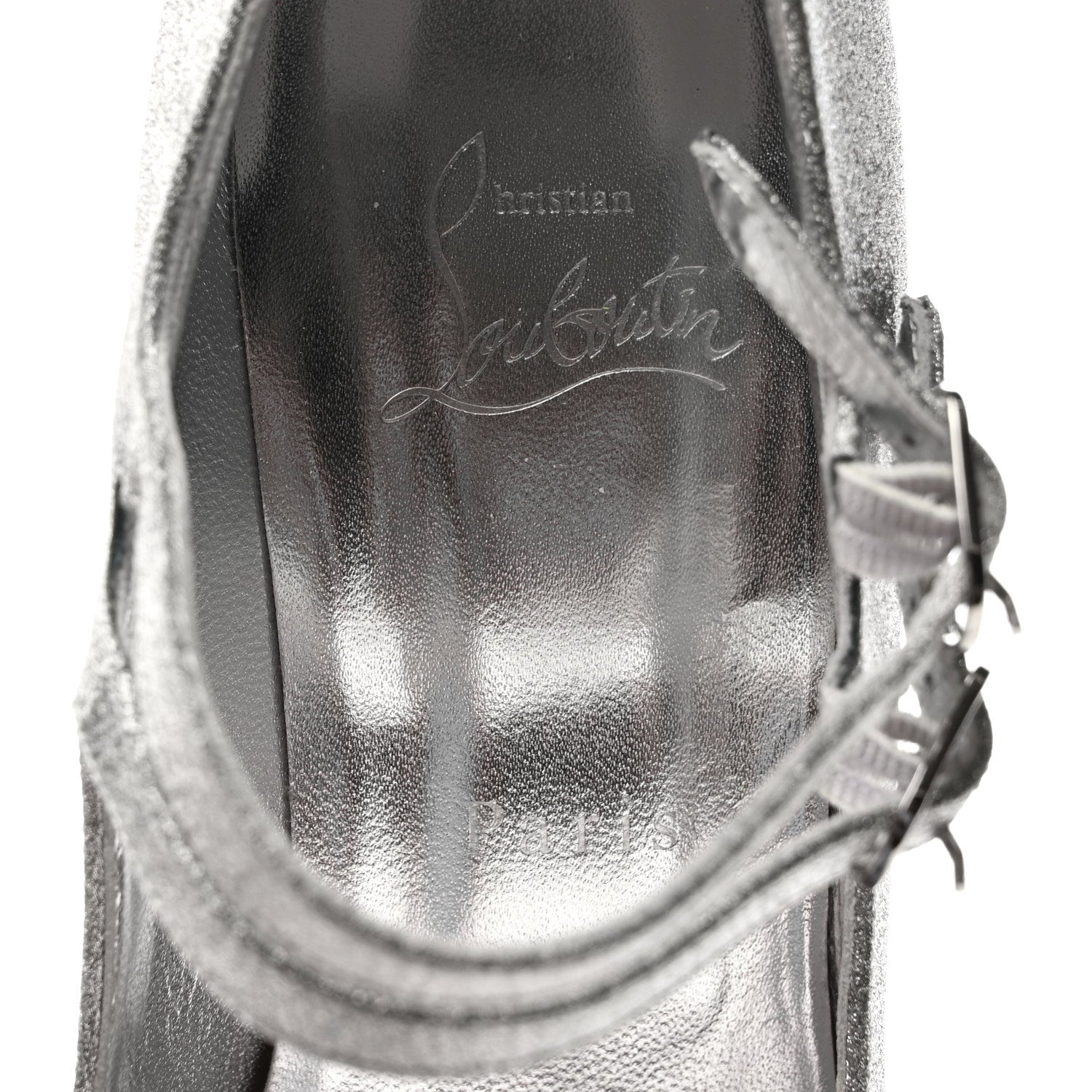 Christian Louboutin Glitter Calfskin Movida Jane 130 Platform Pump 38.5 Silver 8 of 12