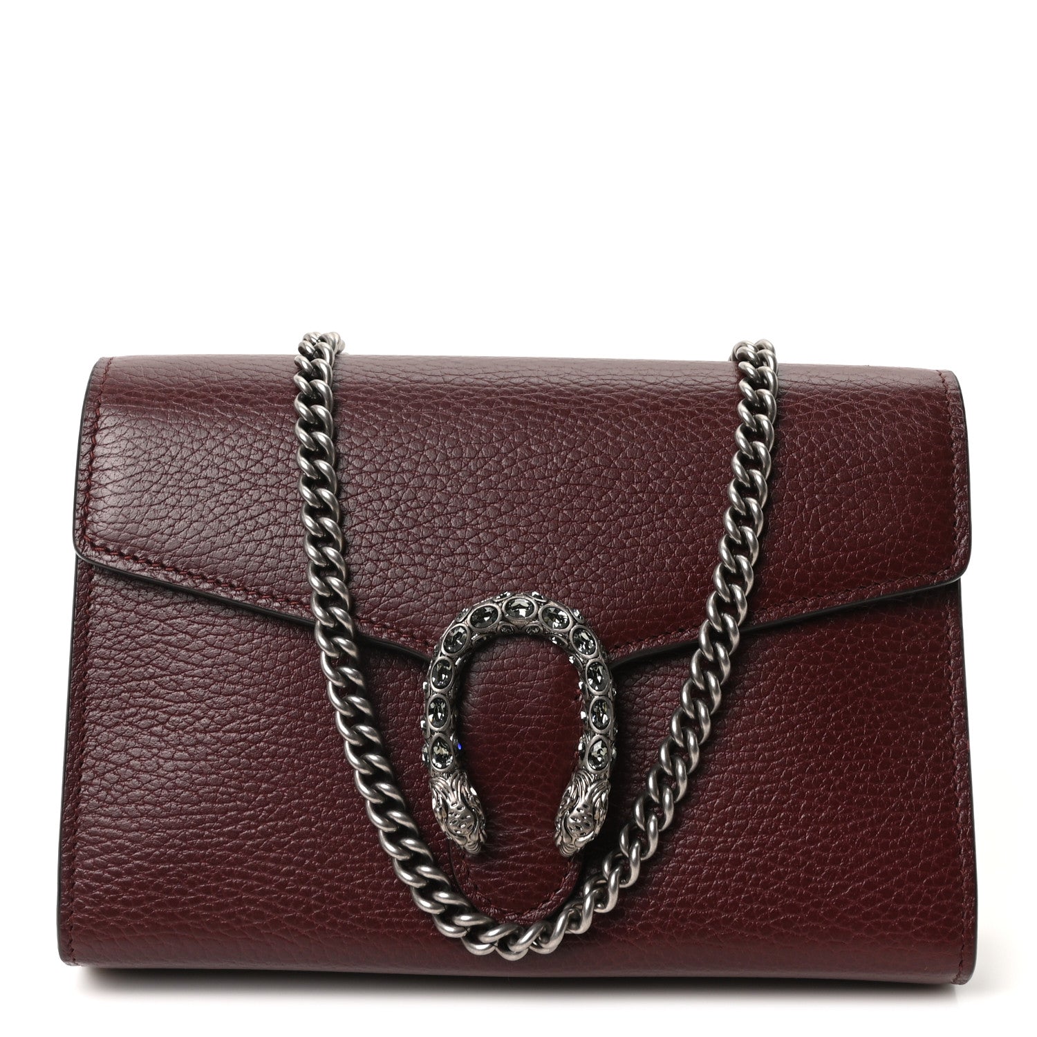 Gucci Dollar Calfskin Crystal Mini Dionysus Chain Wallet Vintage Bordeaux 1 of 9