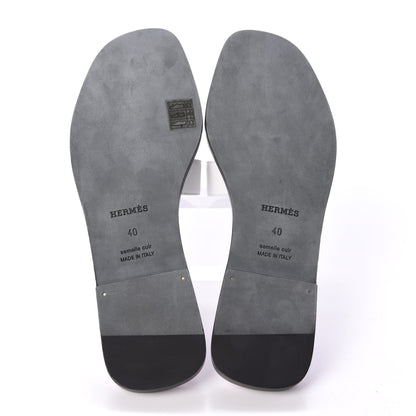 Hermes Box Calfskin Bois De Rose White Oran Sandals 40 White 5 of 10