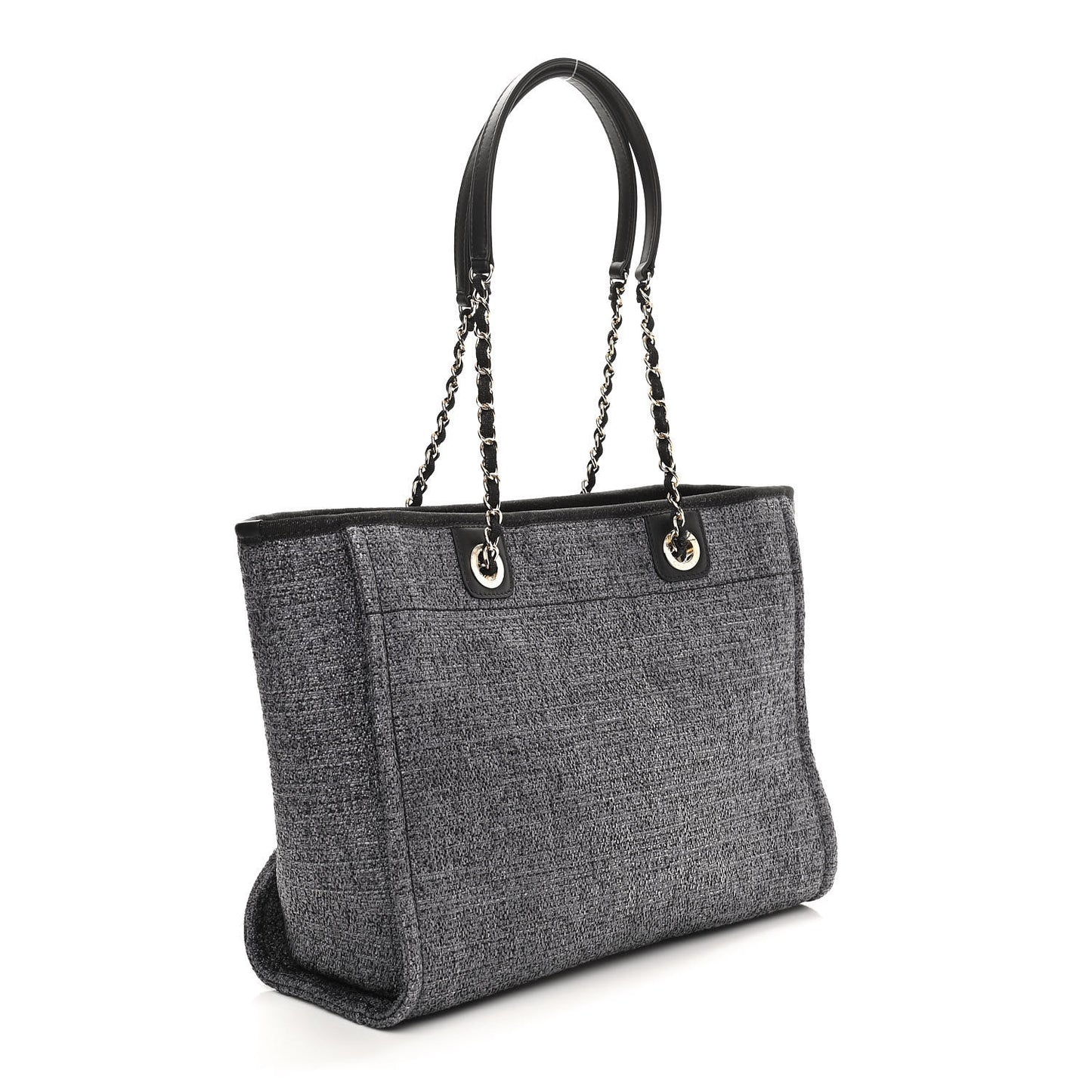 Woven Straw Raffia Small Deauville Tote Charcoal