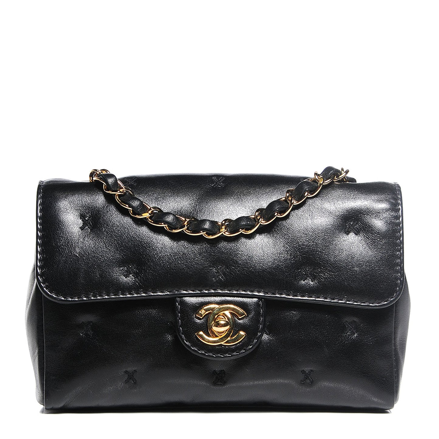 Lambskin Stitched Mini Flap Black